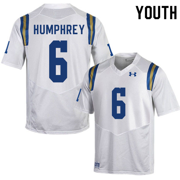 Youth #6 John Humphrey UCLA Bruins College Football Jerseys Sale-White - Click Image to Close